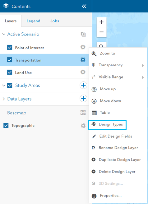 Design Types menu option Design Types menu option